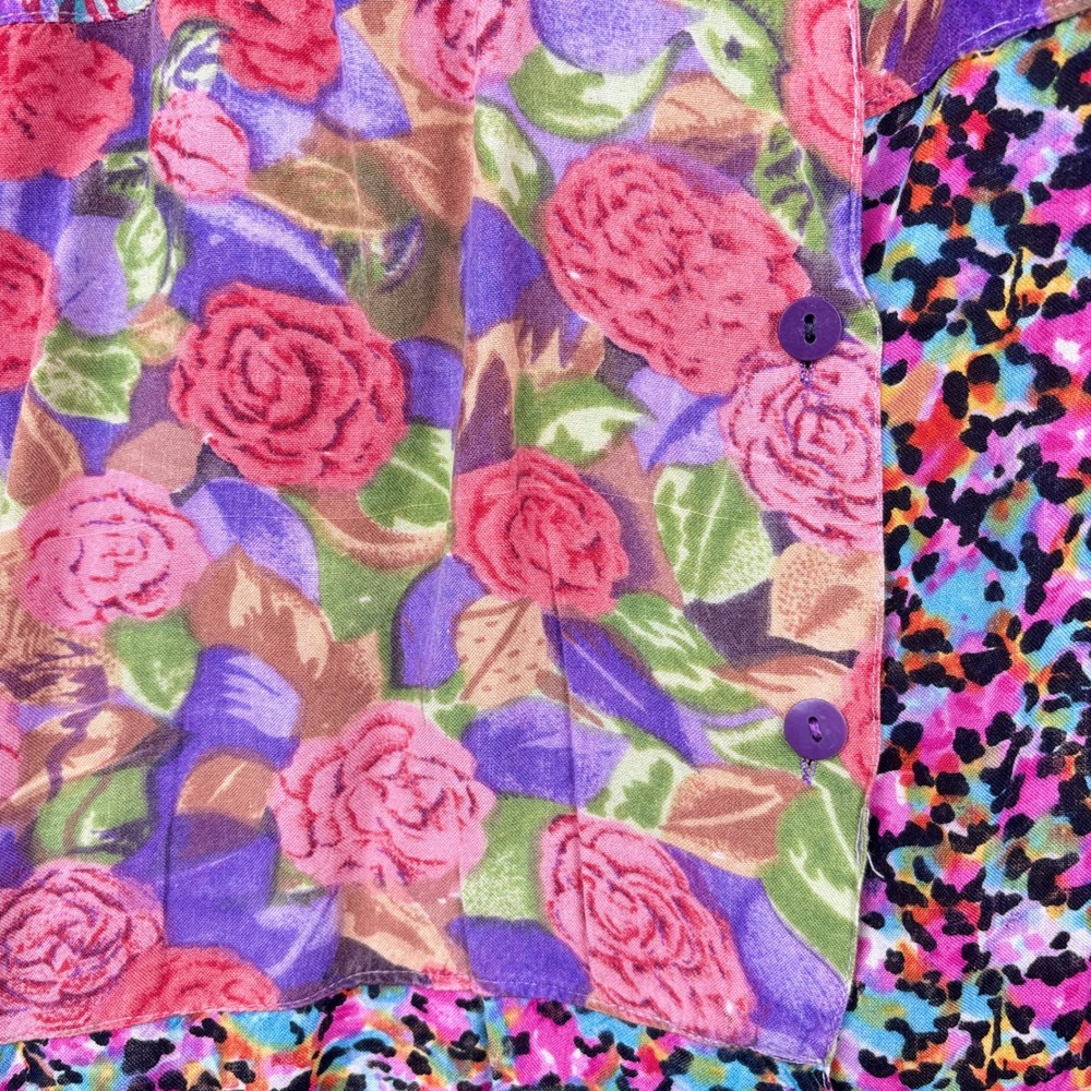 Nuovo‎ Rayon Blouse Womens M Patchwork Floral Paisley Boho Eclectic - Picture 5 of 9